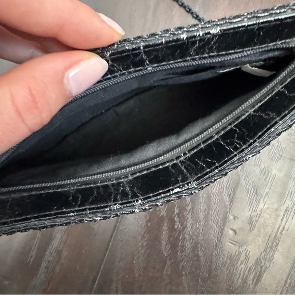 Vintage glam Sequin Crossbody Bag - Black fairy goth whimsy art deco - Picture 4 of 6